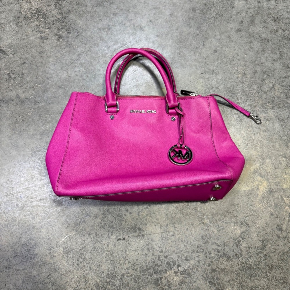 Michael Kors Satchel Women OS Pink Savannah Saffiano Leather Multi Compartment